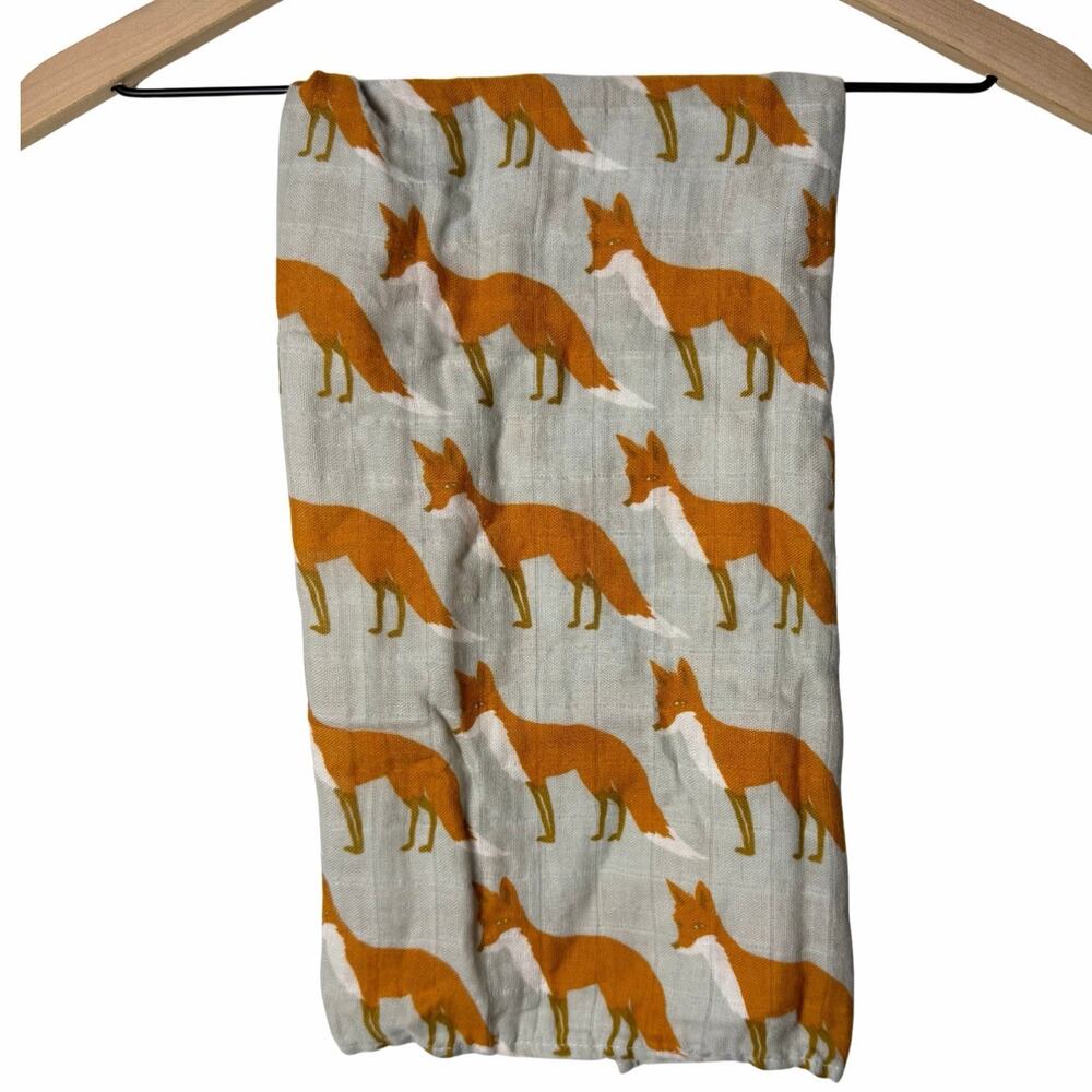 Milkbarn Orange Fox Baby Burp Cloth Blanket Muslin 21"